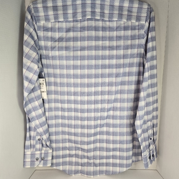 Tasso Elba Mens Button Up Shirt Blue Check Small Textured New - Picture 3 of 7